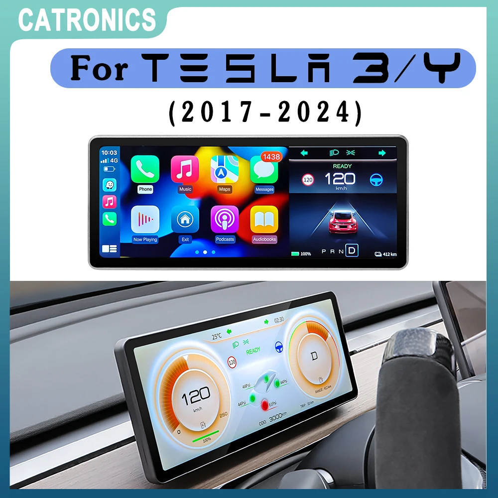 Catronics für 2023Tesla Zubehör Modell 3 y digitales Armaturen brett Heads  Up Display Carplay Android Auto für Tesla Hud Power Speed –